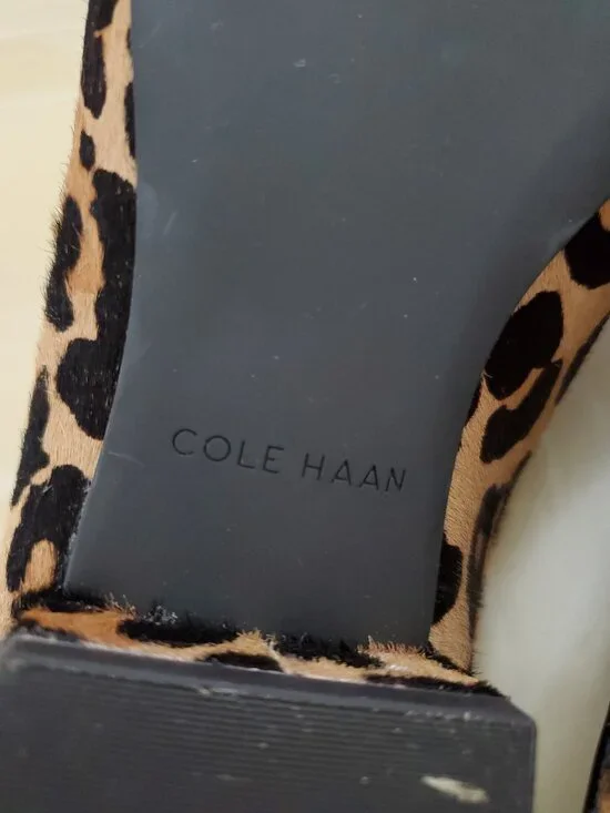 Cole Haan Calf Hair Piper Loafer Mules in Leopard Print Size 8 - Picture 10 of 12